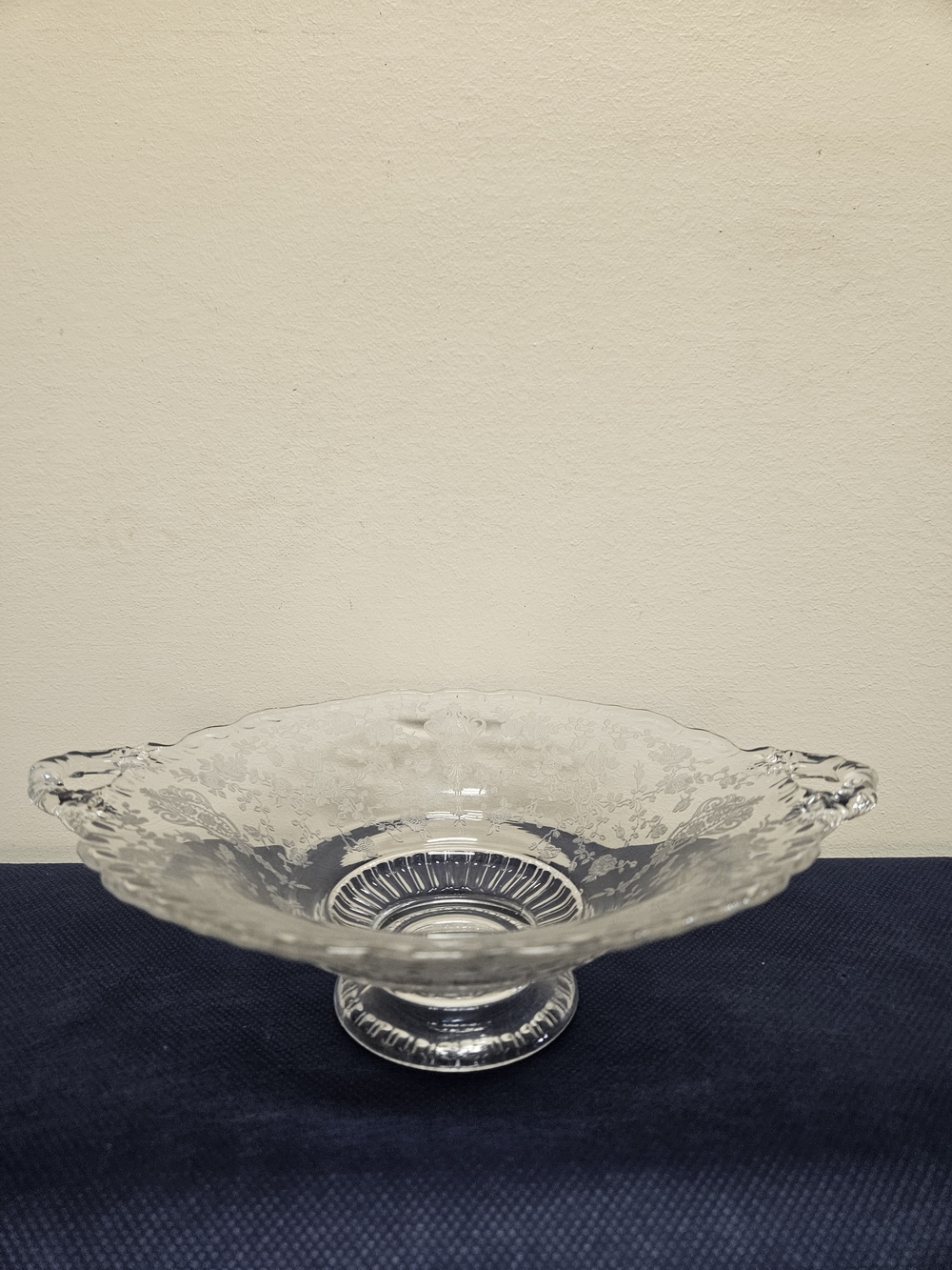 Vintage Cambridge Rose Glass Pedestal Bowl - Decorative Centerpiece